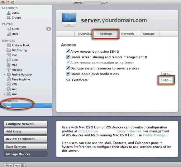 SSL Installation on OSx Lion Server