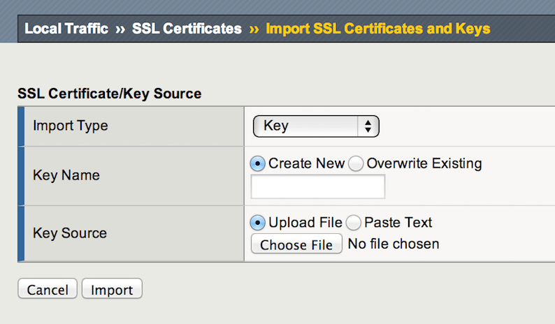 Import SSL certificate & keys on F5 Big IP