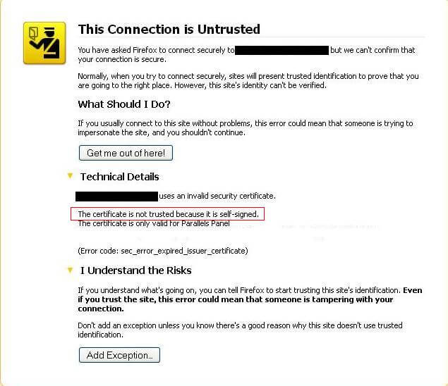 Self-Signed Certificate Error
