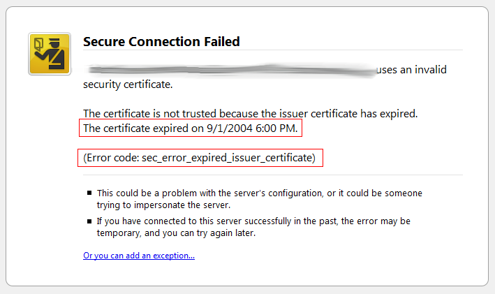 SSL Certificate Expired/Not Renewed