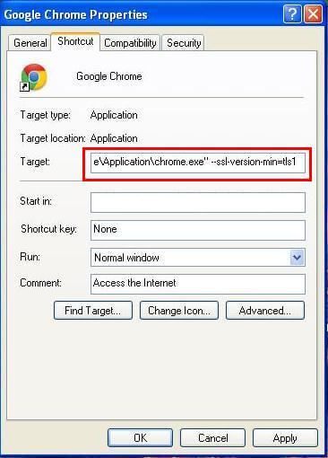 Disable SSL 3.0 in Google Chrome