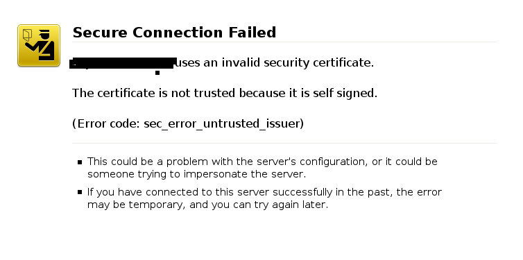 self-signed certificate error