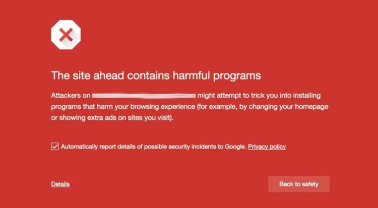 site contains harmful programs google chrome error