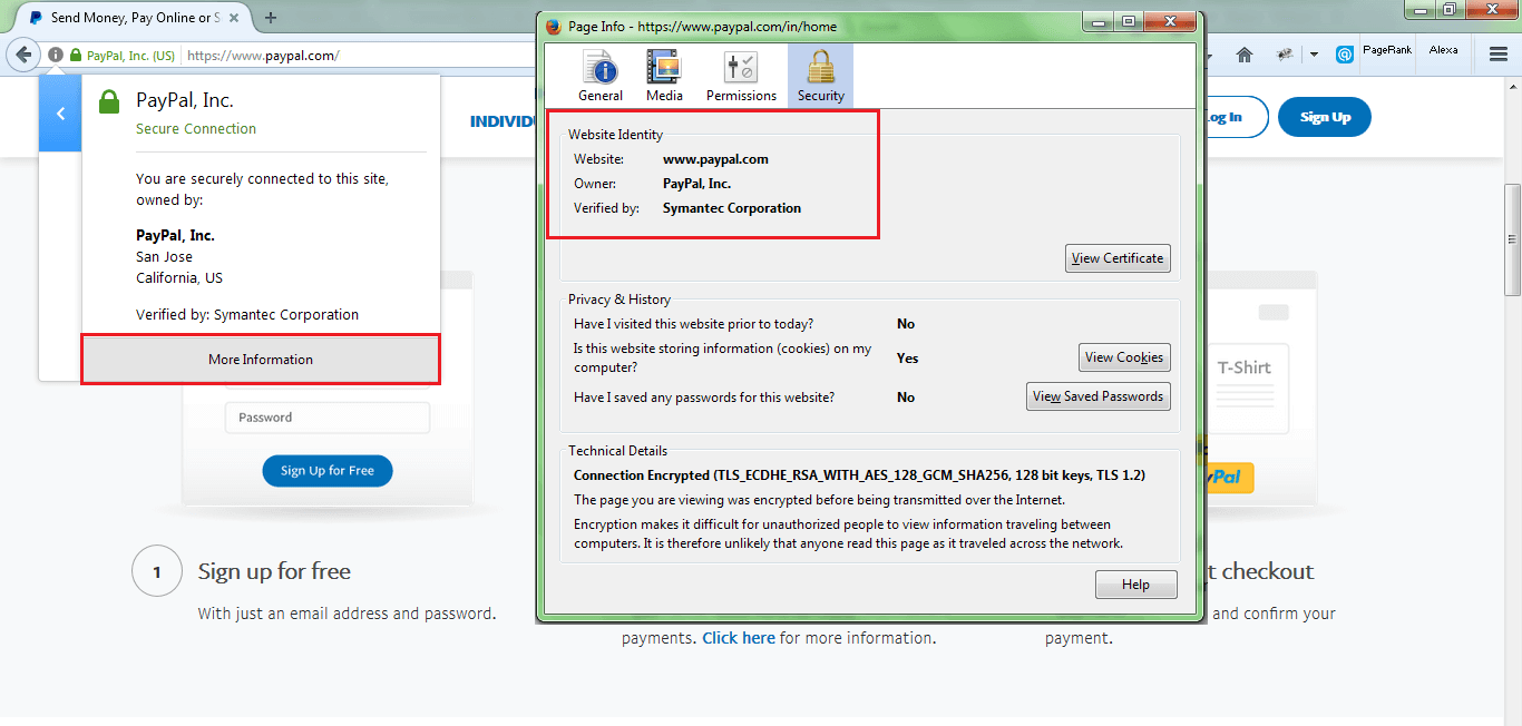 view ssl information in firefox