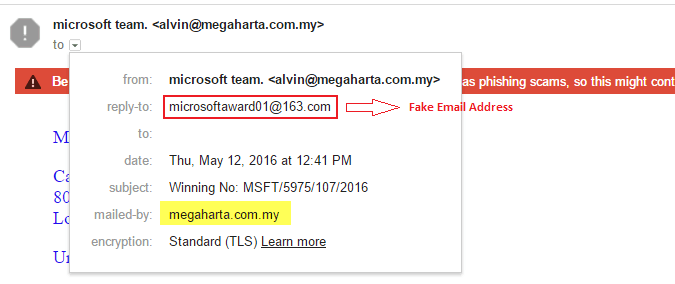 fake email example