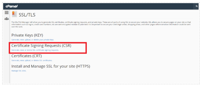 CSR settings in Cpanel