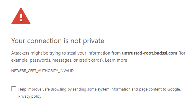 Your Connection is Not Private