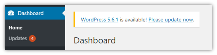 What is ransomware graphic: A screenshot of a WordPress dashboard showing that updates are available