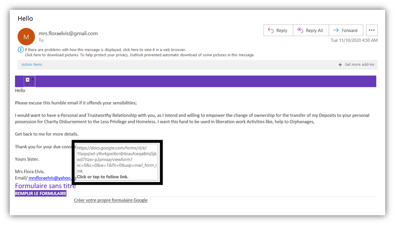 How to tell if an email is fake or real? Look at the link that the email tries to direct you to click on. If it isn't a legitimate website, or it's an unsolicited link to an unknown Google Drive, don't click on it. 