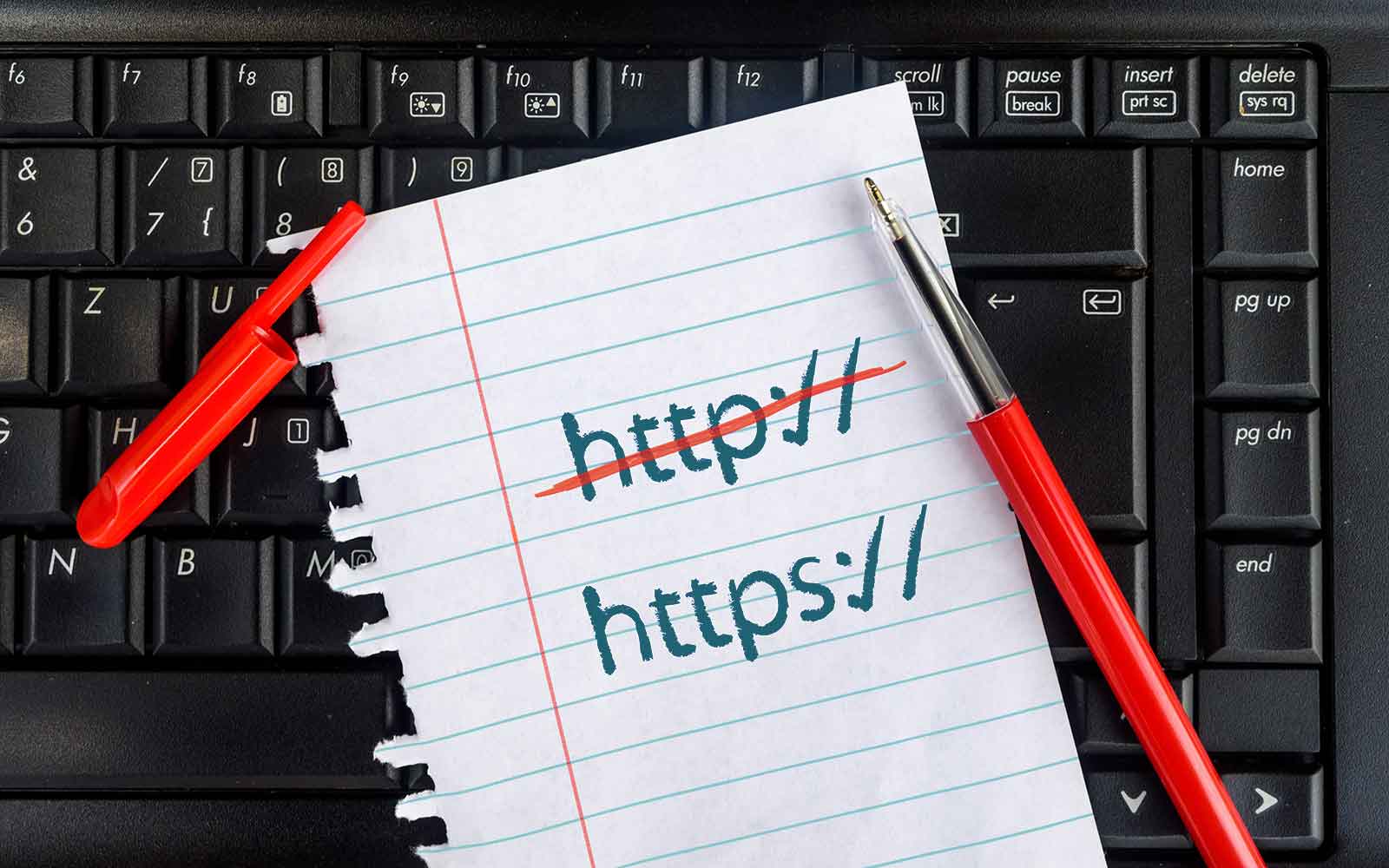 HTTP vs HTTPS feature graphic shows a piece of paper with HTTP crossed out and HTTPS remaining