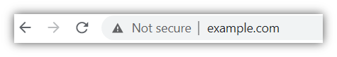 A screenshot of the not secure warning message that displays when users visit insecure HTTP websites.