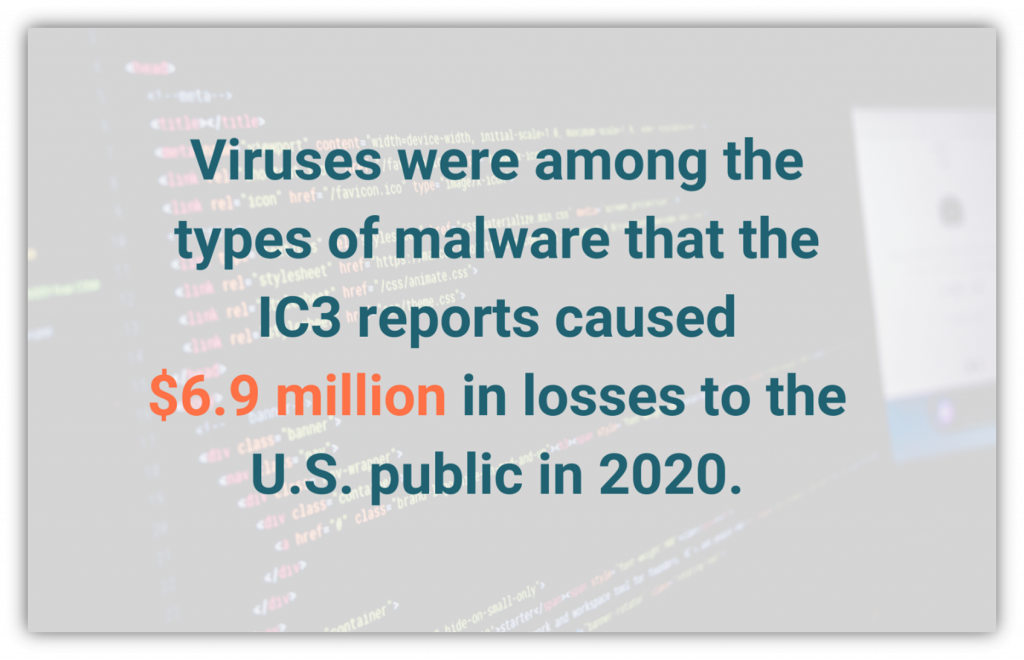 A virus statistic screenshot using data from the FBI IC3