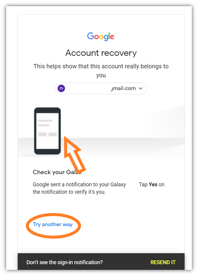 A screenshot of Google's Account Recovery tool