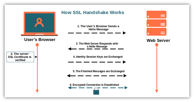 A screenshot that serves as a basic overview, illustrating how the SSL/TLS handshake works