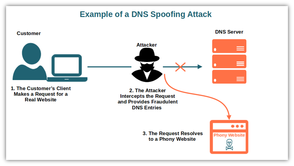 A basic illustrative example of a DNS spoofing attack