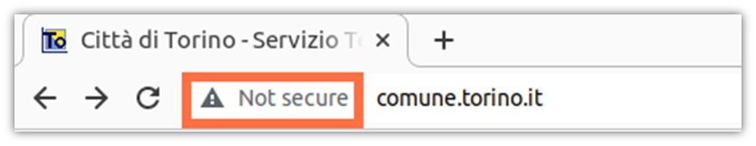 TLS security article image caption: A screenshot from the city council's insecure website for Torino, Italy.