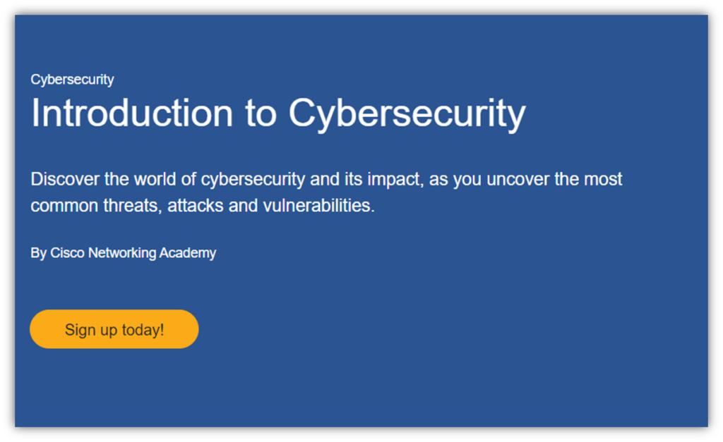 Free cyber security training for employees graphic: This basic training course from Cisco Networking Academy provides cyber awareness education