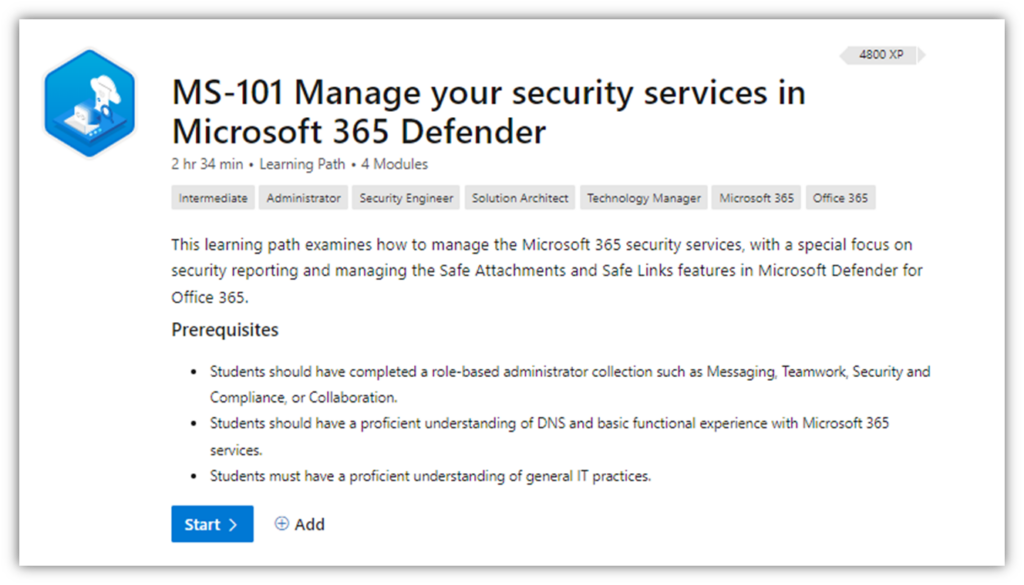 A screneshot of one of Microsoft's free cybersecurity courses for employees