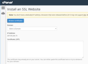 Browse SSL certificates in cPanel