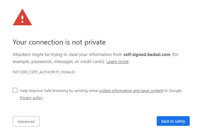 Graphic: What is a self signed certificate warning message