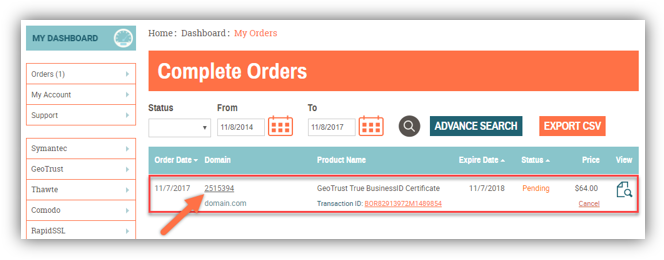 Graphic: Reissue SSL certificate process step 3