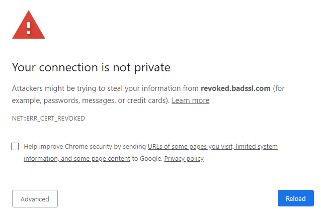 Graphic: Screenshot of the NET ERR_CERT_REVOKED error message in Google Chrome