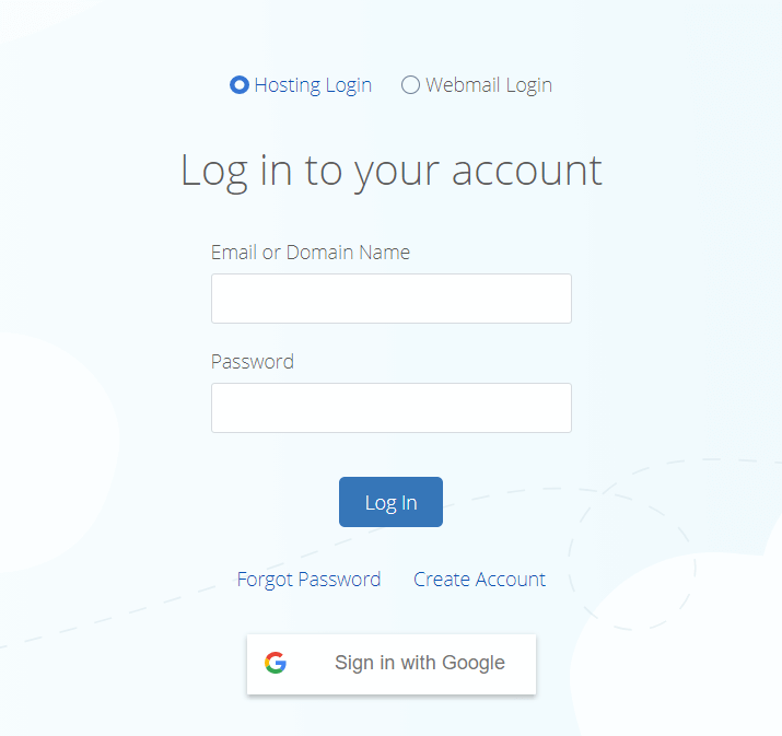 bluehost hosting login
