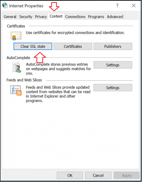 content clear ssl state option