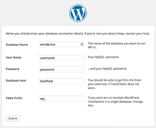 creating wp config